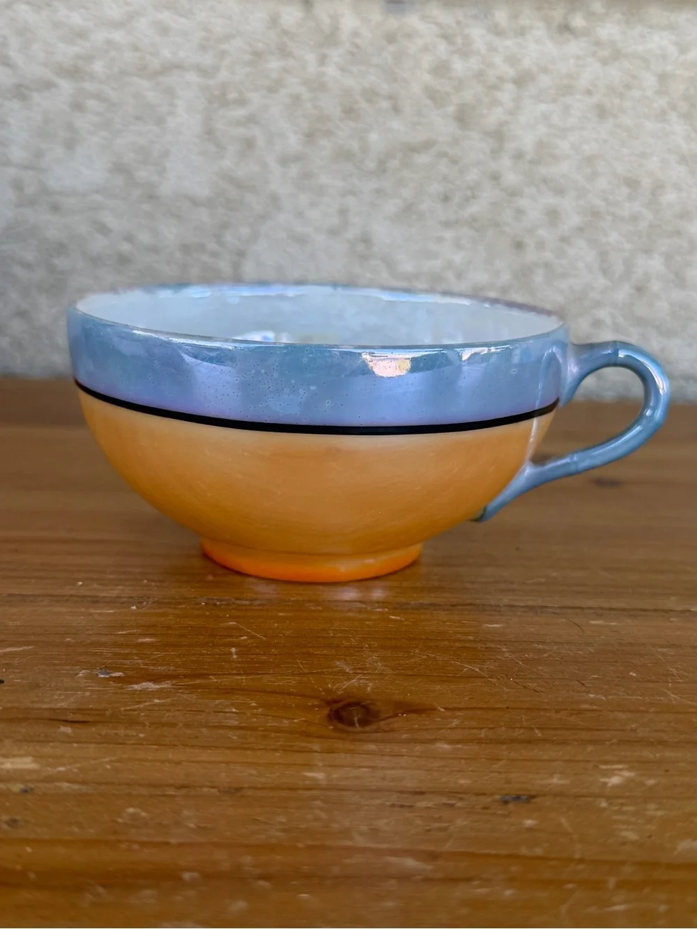 Handcrafted Blue and Orange Ceramic tea cup -